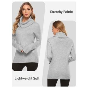 Ladies gray cowl neck sweater, Strazzi by Cyrus, size XL.